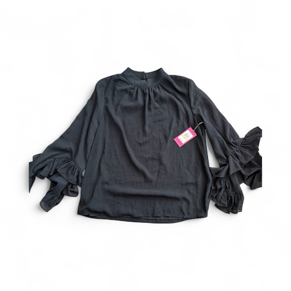 Vince Camuto Charcoal Blouse with Ruffled Sleeves